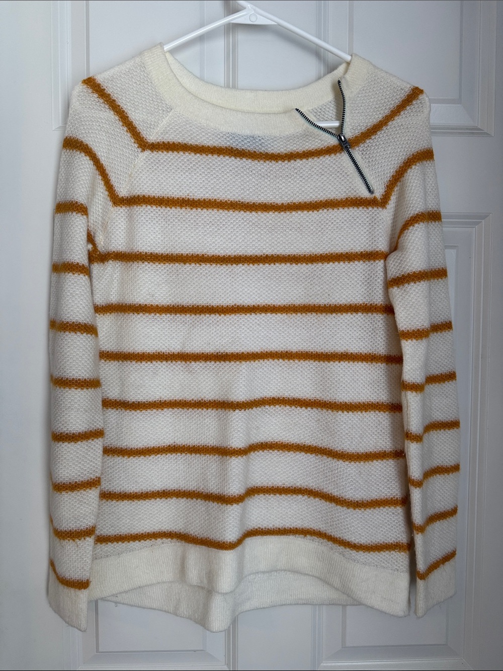Abercrombie & Fitch Cream Sweater with Mustard Stripes